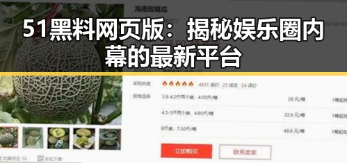 51黑料网页版：揭秘娱乐圈内幕的最新平台